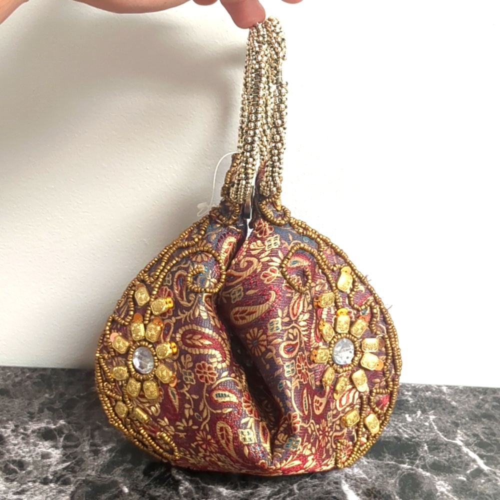 Polo fortune cookie beaded purse